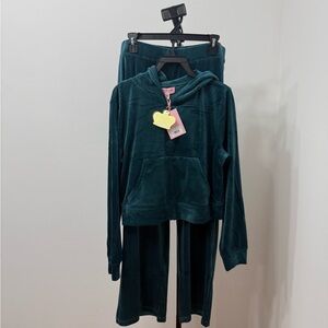 Juicy Couture Teal Velvet Velour Tracksuit Set